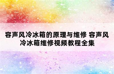 容声风冷冰箱的原理与维修 容声风冷冰箱维修视频教程全集